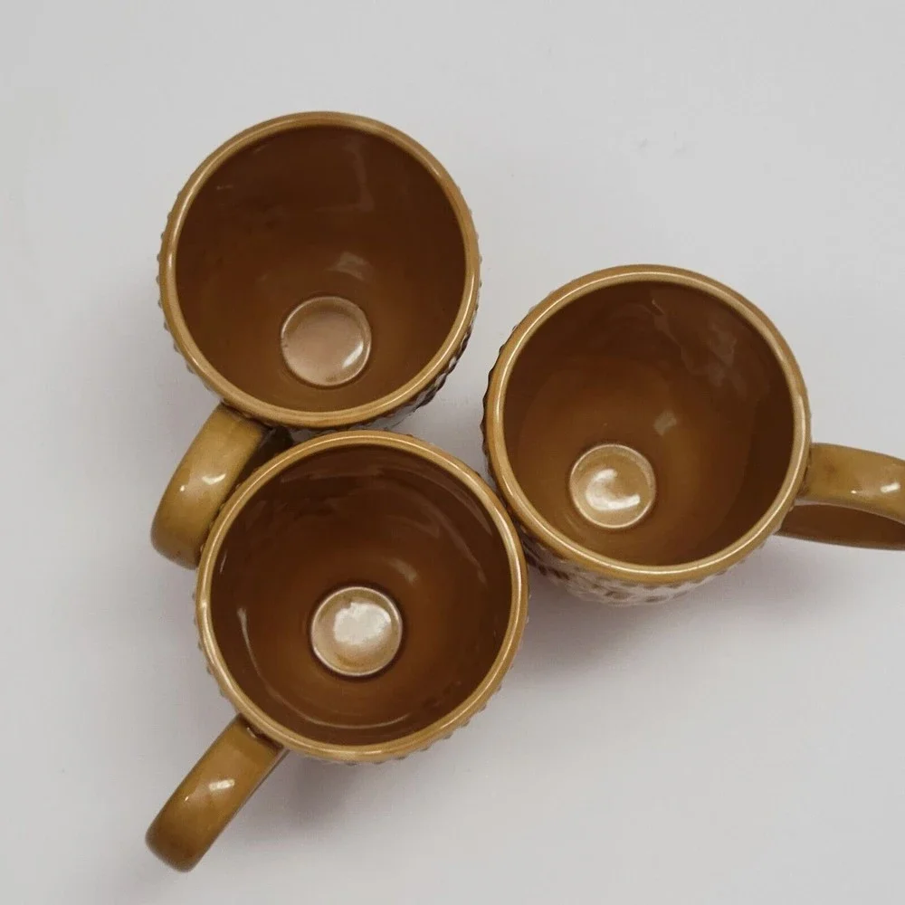 Pier 1 Import Harvest Gold Footed Mugs Set Of 3